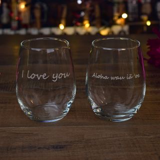 Personalized Engraved Wedding Party Stemless Wine Glass