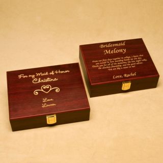 Personalized Engraved Wood Bridesmaid Jewelry Box