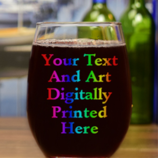 Personalized Digitally Printed Stemless Wine Glass