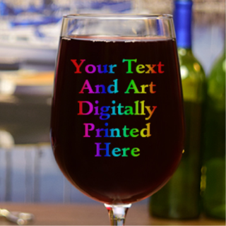 Personalized Digitally Printed Tall Wine Glass