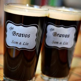 Personalized Engraved Family Name Pint Set (2 Glasses)