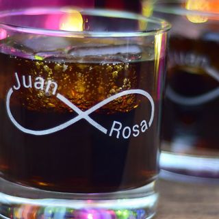 Personalized Engraved Infinity Rocks Glass Set (2 Glasses)