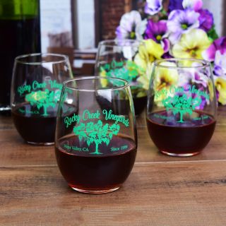 Personalized Screen Printed Stemless Wine Glass
