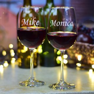 Personalized Engraved Tall Wine Glass Set (2 glasses)